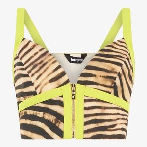 Just Cavalli Neon Zebra Striped Top